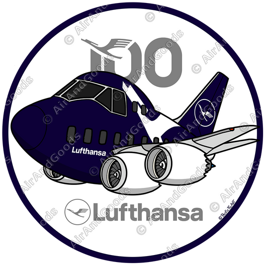 Sticker Rond 75mm - Boeing 747-800 - Lufthansa 100 ans