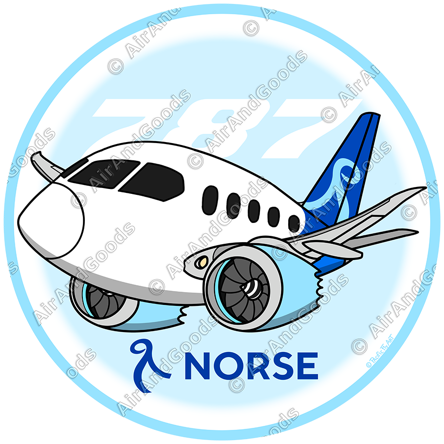 Sticker Rond 75mm - Boeing 787-9 - Norse Atlantic Airways