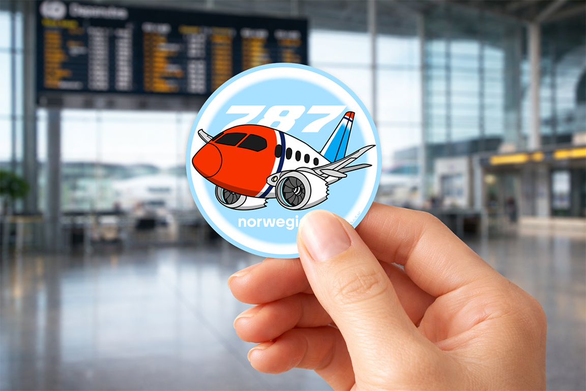 Sticker Rond 75mm - Boeing 787-800 - Norwegian