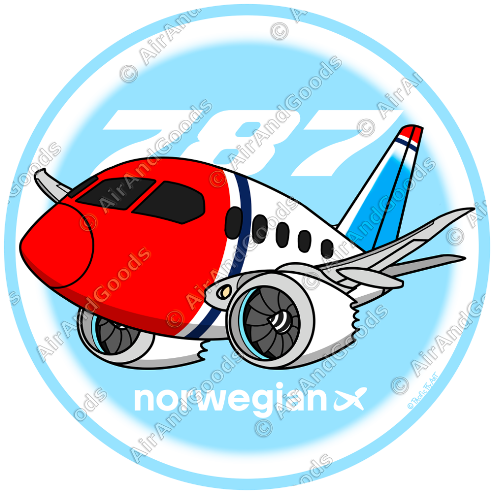 Sticker Rond 75mm - Boeing 787-800 - Norwegian