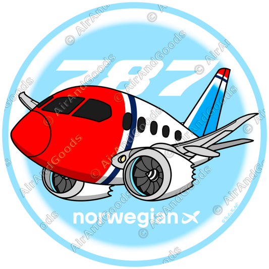 Sticker Rond 75mm - Boeing 787-800 - Norwegian