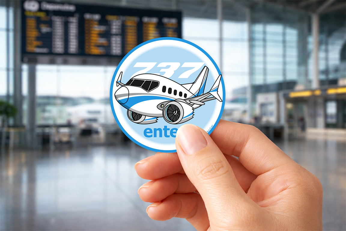 Sticker Rond 75mm - Boeing 737Max8 - Enter Air