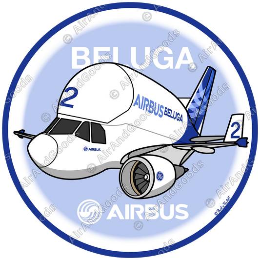 Sticker Rond 75mm - "Béluga" Airbus A300-600ST