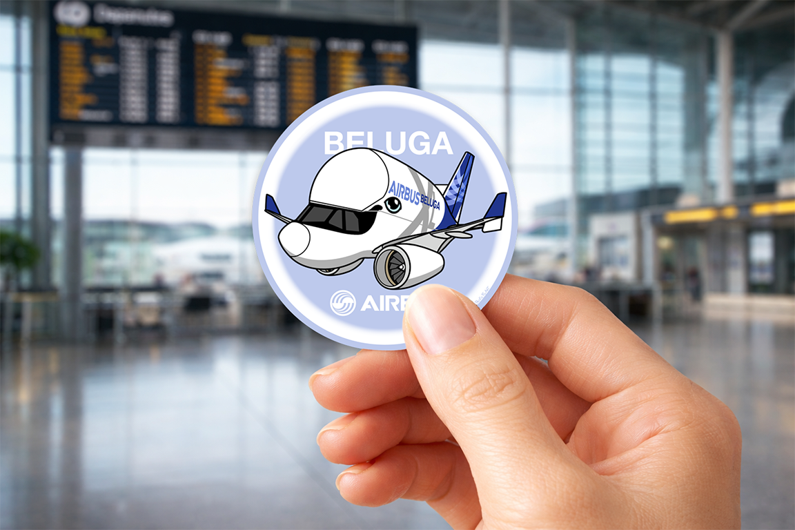 Sticker Rond 75mm - Airbus A330-743L Beluga XL