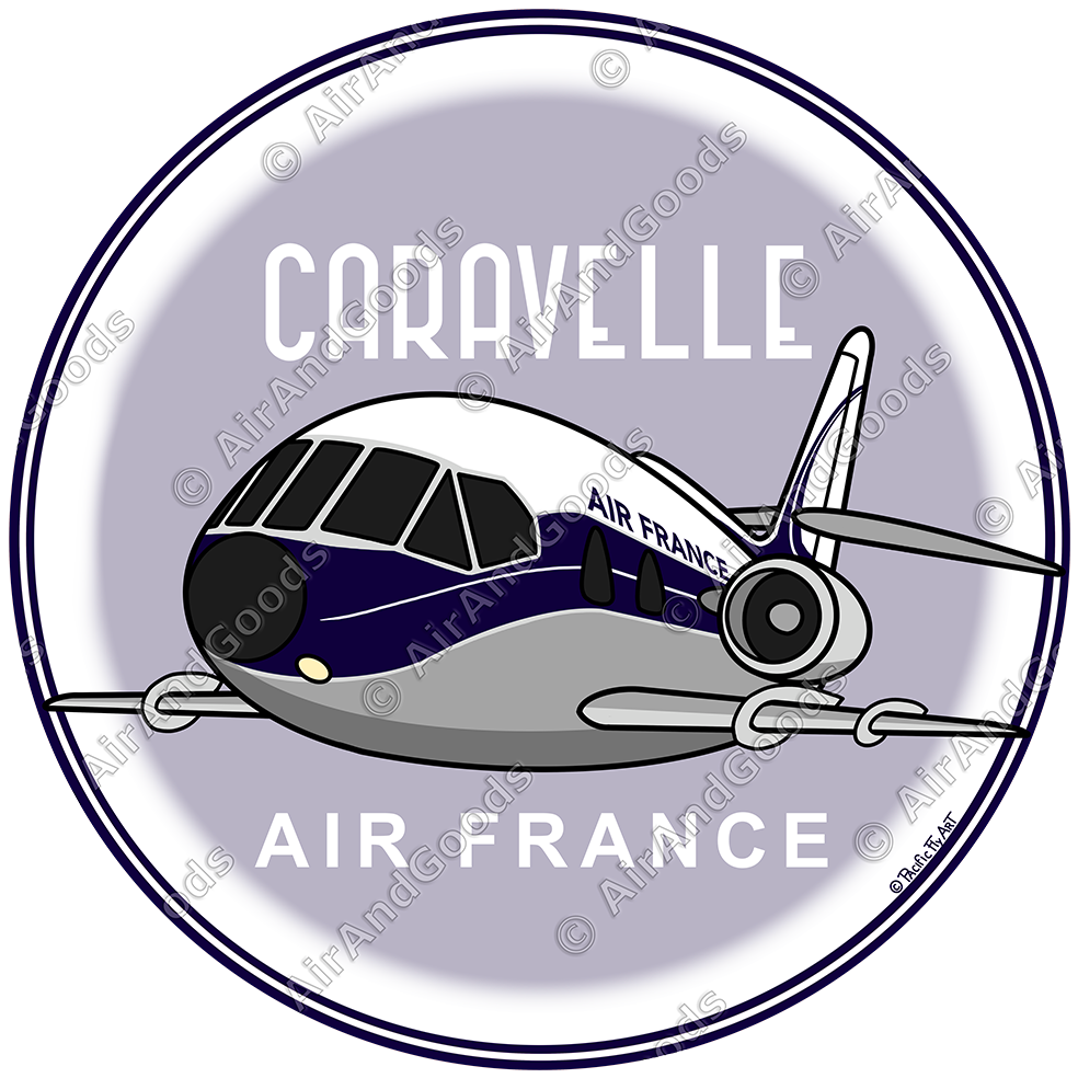 Sticker Rond 75mm -  Sud-Aviation SE 210 Caravelle - Air France