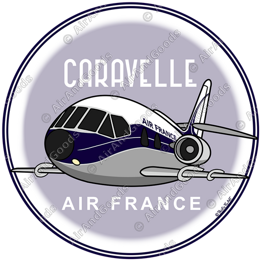 Sticker Rond 75mm -  Sud-Aviation SE 210 Caravelle - Air France