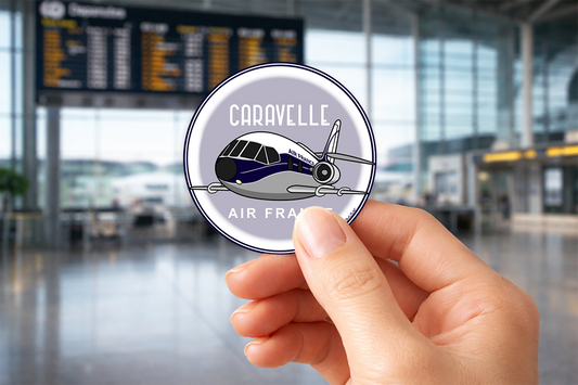 Sticker Rond 75mm -  Sud-Aviation SE 210 Caravelle - Air France