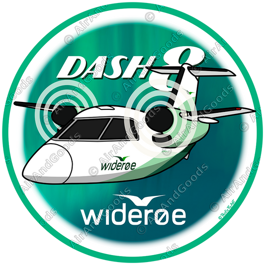 Sticker Rond 75mm - Dash 8 - Wideroe - Aurores Boréales